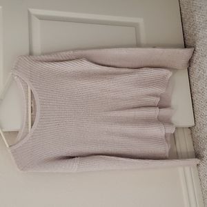 Hollister Large Cream and Gold Thread Sweater Top